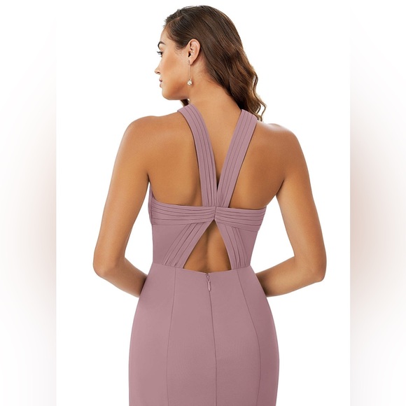 Azazie “Rue” A-Line Pleated Chiffon Floor-Length Gown - Picture 5 of 6